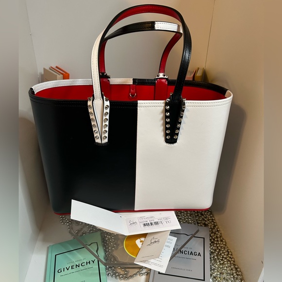 Christian Louboutin Black and White bi-color Small Cabata Tote - Picture 6 of 12